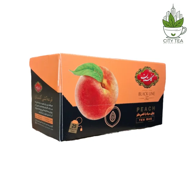 چای سیاه کیسه ای گلستان با طعم هلو-پک 25 عددی