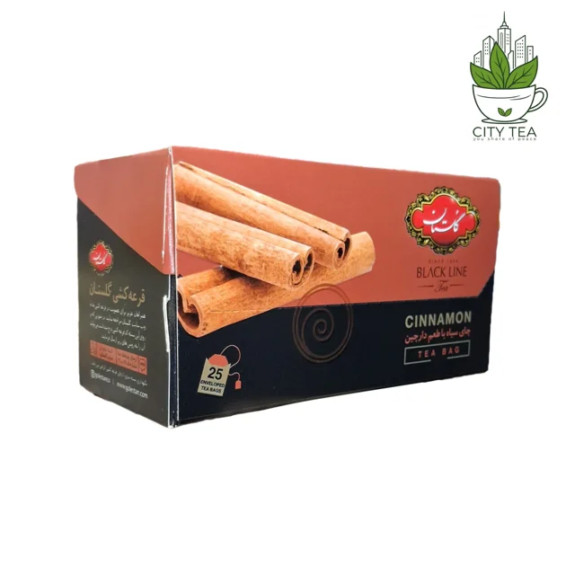 چای سیاه کیسه ای گلستان با طعم دارچین-پک 25 عددی